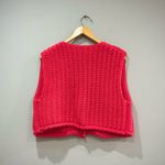 Red Unbranded Gold Button Crocheted Sweater Vest Size M EUC Size M Photo 3