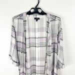 Torrid Purple Plaid Chiffon Maxi High-Low Kimono Cardigan Duster, Size 1X/2X Photo 6
