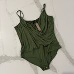 J.Crew NWT Drapey Wrap Front Cami Bodysuit Womens Large Green Minimalist Casual Photo 3