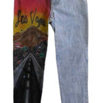 Vintage 90’s Y2K Las Vegas painted high rise PUSSHH design‎ Unique Rare JEANS Blue Size 23 Photo 0