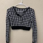 Houndstooth Cropped Cardigan Cropped Top Photo 0