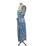 Intermix Jude Floral Print Midi Dress White Blue Cotton Silk Size 14 Photo 6