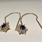New— Macys Blue Stone Golden Drops Earrings Photo 2