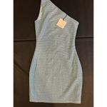 superdown Revolve Women Size XS Light Blue Sparkle Dress Cocktail One Shoulder Photo 5