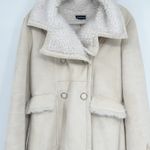 Bebe  Womens Vintage Y2K Faux Suede Sherpa Lined Penny Lane Jacket Coat Beige Photo 5