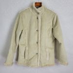 Denver Hayes Womens Winter Jacket Large Beige Green Faux Mock Neck Button Pocket Photo 1