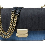Michael Kors  Sloan Blue Denim Crossbody Shoulder Bag Purse Gold Chain Retro Y2K Photo 0