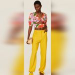 Banjanan Purple, Orange, Green, & White Floral Cropped Cut Out Top (L) Orange Size L Photo 1