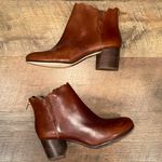 Lands' End Lands’ End Scalloped Edge Brown Leather Ankle Boots Photo 4
