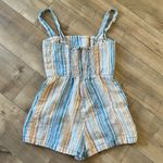 Reformation  Island Linen Romper in Marbella Striped Multi Color Size 4 Photo 8