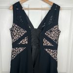 Aidan Mattox Aidan Black Fit-and-Flare Nude Lace-Panel Dress Size 8 Sleeveless Photo 6