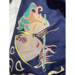 Vintage Macho Silk Scarf With Colorful Abstract Design Made In Turkey Designed I Blue Photo 3