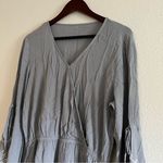 Boutique  Gray / Dusty Blue Long Sleeve Floral Embroidered Romper Size Large Photo 0