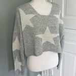 Heather grey cropped sweater stars warm winter size medium oversized Gray Photo 0
