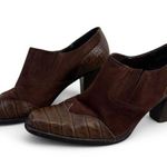 Coldwater Creek Brown leather ankle boots with crocodile embossed Photo 2