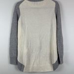 Belle France 100% Cashmere Sweater Women M Gray Cream Tunic Soft Cozy Minimalist Size M Photo 5