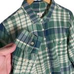 J.Crew  Women’s Blue & Green Plaid Henley Popover Long Sleeve Top large Photo 1