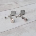 Vintage Clip On Earrings Pretty Light Blue & Silver Tone Dangle Photo 4