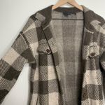360 SWEATER Indigo Plaid Midi Shirt Dress In Mocaquinoa Small Alpaca Wool Brown Photo 6