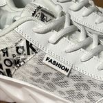 FASHION women’s casual walking shoes black white mesh layer over animal print Size 8 Photo 8