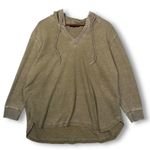 Jane and Delancey Khaki Green V Neck Waffle Knit Drawstring Hoodie Plus Size 3X Tan Photo 0