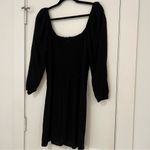 Reformation  Black Mini Dress with Puff Sleeve and Tie Front Photo 6