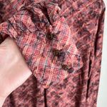 Peruvian Connection  Floral Plaid Print Flowy Button Up Blouse Top Size Medium Photo 3