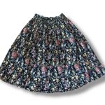 Vintage 90s Black Dark Floral Crinkle Maxi Skirt Pleated Semi Sheer Tie Waist Size L Photo 1