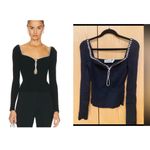 Self Portrait Knit Diamante Top S Black Photo 1