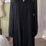 Joie  Black Chiffon Balloon Sleeve Button Front Mini Dress Photo 2