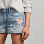 ALLSAINTS  Pam Birds Embroidered Denim Shorts in Indigo Blue Photo 3