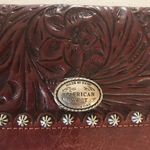 American West Handmade Leather Floral Womens Wallet Brown Photo 2