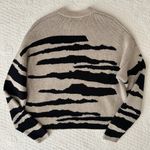 NAADAM Wool Cashmere Tiger Stripe Jacquard Crew Pullover Sweater Oatmeal Women’s Tan Size L Photo 7
