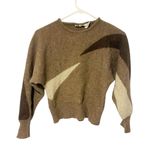 Christian Dior Vintage  Brown Large SHRUNKEN Lambswool Angora Colorblock Sweater Photo 0