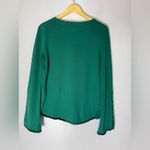 Boden Green Wool Cotton‎ Crew Neck Sweater Button Sleeve Detail Small Photo 1