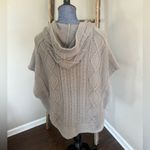 Acrobat 100% Cotton Oversized Zip Front Hooded Cable Knit Poncho Size XS… Tan Photo 5