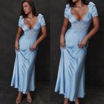House Of CB  L D-DD ‎ 'Rafaela' Soft Blue & Pure Silk Lace Maxi Dress NWOT $285 Photo 1