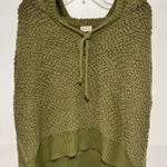 POL M Moss Green Hoodie Sweater Ribbed Hi Lo Long Sleeve Boho Popcorn Knit Warm Photo 0