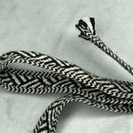 Gold Tone Hammered Metal Chain Link with Woven Tie Necklace Black Photo 1