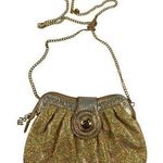 10x6 Shimmery Gold glitter gold drop chain clutch Photo 0