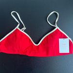 ANDIE  Swim The Bells Bikini Top Large Poppy Red With White Trim Photo 0