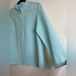 Mary G. Palm Beach XS Blue Blouse Floral Buttons Long Sleeve Pullover Top Photo 1