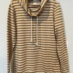 Ampersand  Ave Women Tan & Beige Stripe Cowlneck Drawstring Sweatshirt Very New L Photo 0