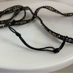 Victoria Emerson GOLD & BLACK BEADS WITH BLACK LEATHER WRAP BRACELET Photo 7