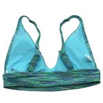 Aerie Womens Scoop V Neck Swim Top Padded Bikini Top Striped Green Blue XS Photo 1
