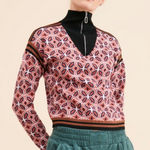 Nouveaux Womens Sweater 3XL Anthro 1/4 Zip Knit Geo Bright Pink Size undefined Photo 0