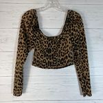Missguided cheetah print crop top long puff sleeve size 6 womens Photo 0