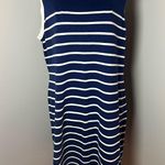 Sail To Sable  Cotton Knit Tank Dress Blue Stripe Size XL Nautical Coastal Chic Photo 0