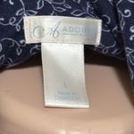 Adonna woman size LARGE blue pajama set 3/4 sleeve button up drawstring bottom Photo 4