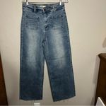 Oat New York High Rise Square Pocket Wide Leg Raw Hem Denim Jeans Blue Size 29 Photo 2